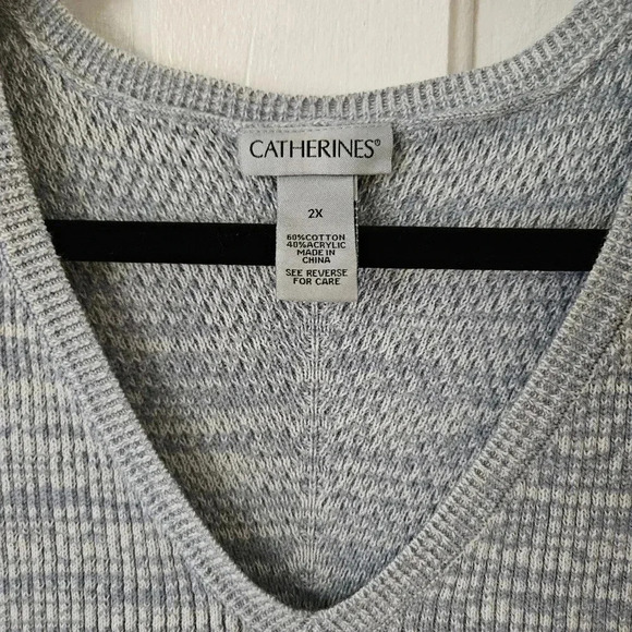 Catherine's Heather Blue Long Sleeve Sweater Tunic Women’s Size 2X, Coastal - Picture 4 of 6